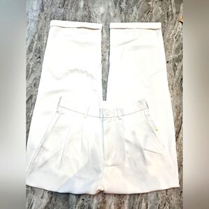 Dazy-Less White Pleated Front Trousers Size M High Waist Work Pants 28" Inseam